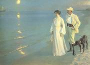 Peder Severin Kroyer Summer Evening on the Skagen Beach The Artist and hs Wife (nn02) oil painting reproduction